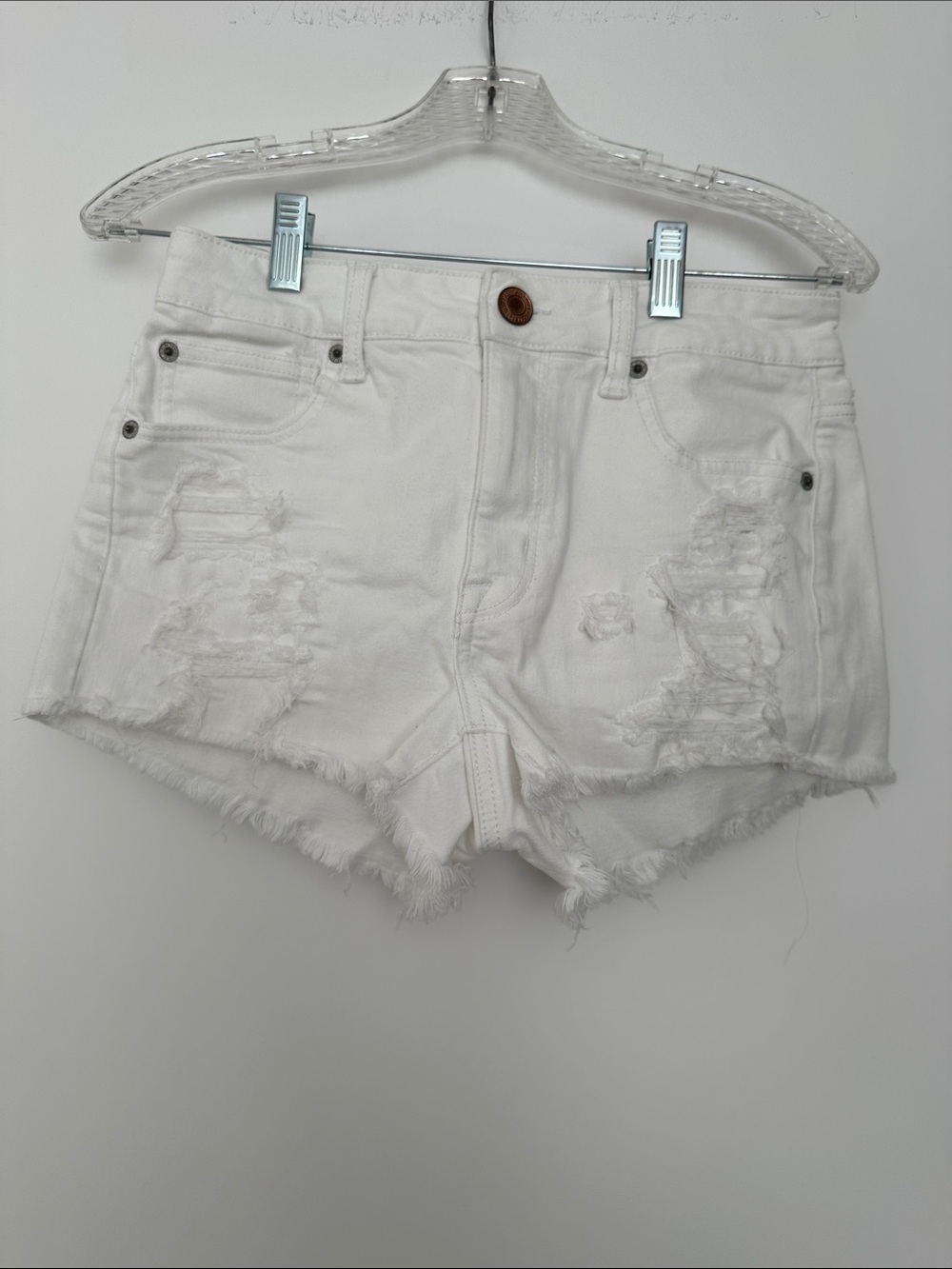 American Eagle Outfitters White Distressed Cutoff Denim Shorts